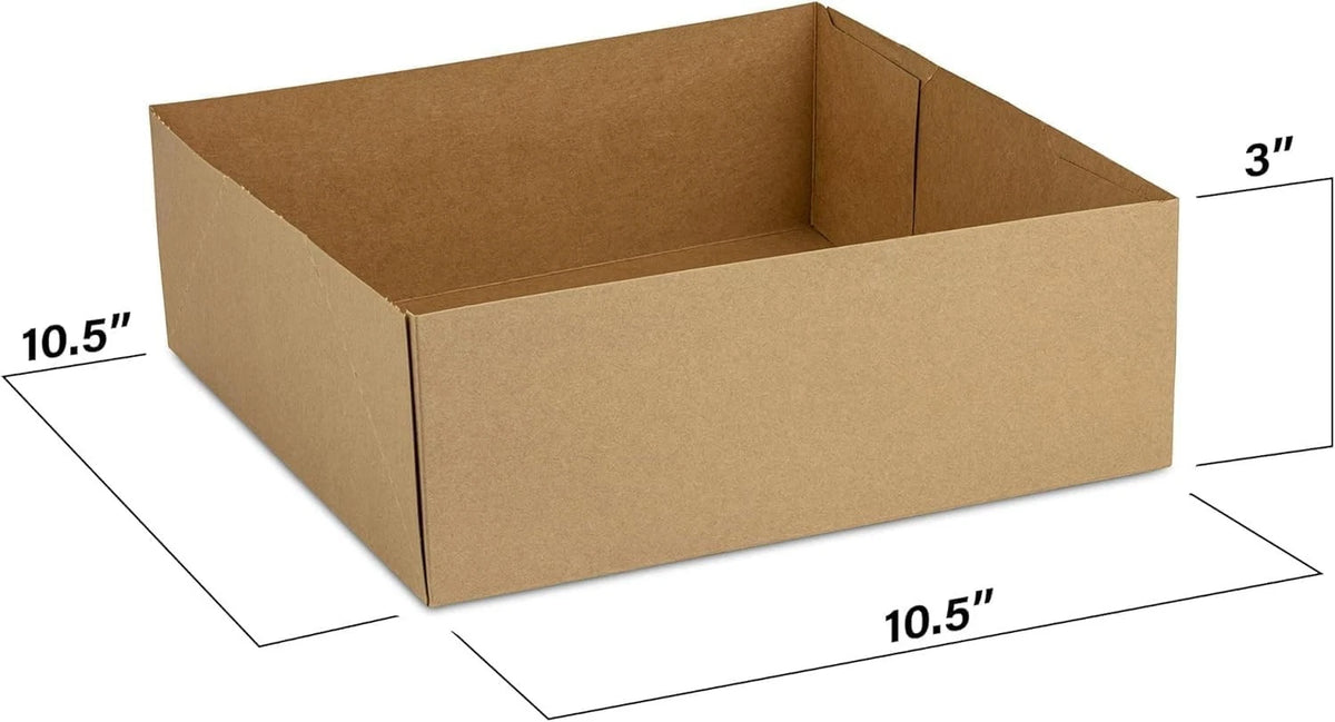 Pack of 200 Brown Square Paper Food Trays 10.5" x 10.5" x 3.69"