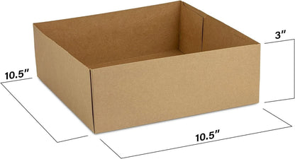 Pack of 200 Brown Square Paper Food Trays 10.5" x 10.5" x 3.69"
