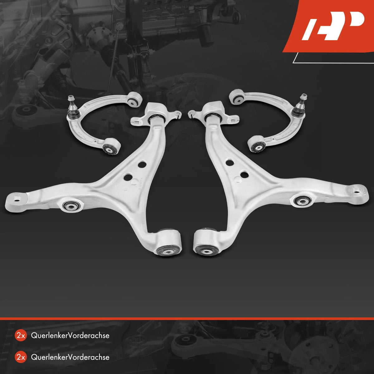 Set of 4 Front Lower & Upper Control Arms for Mercedes-Benz X166 (2013–2019)