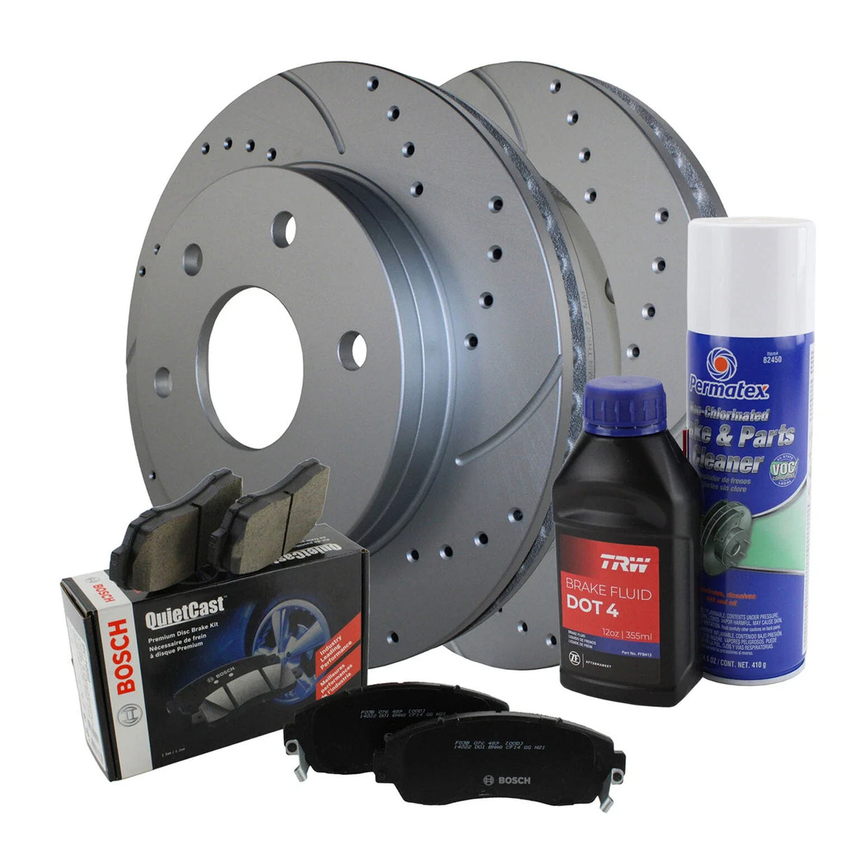 Front Brake Kit 305mm Drilled Rotors & Bosch Ceramic Pads for Silverado Sierra 1500 (2007–2013)