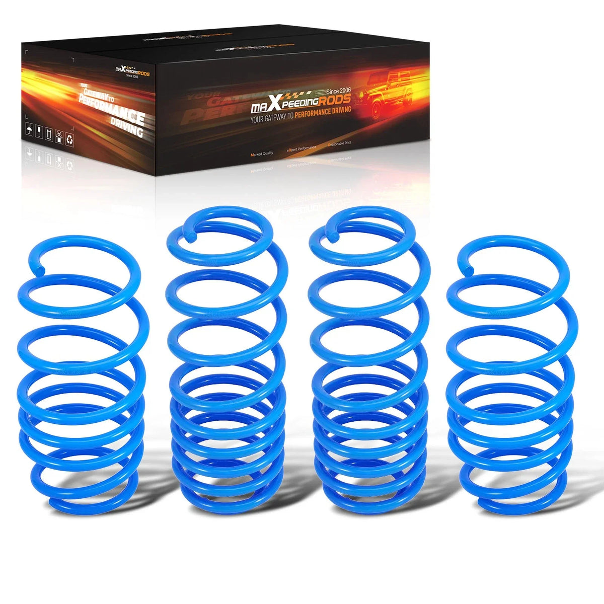 Set of 4 Lowering Springs for Ford Fiesta (2008–2018) - Drop 1.38"