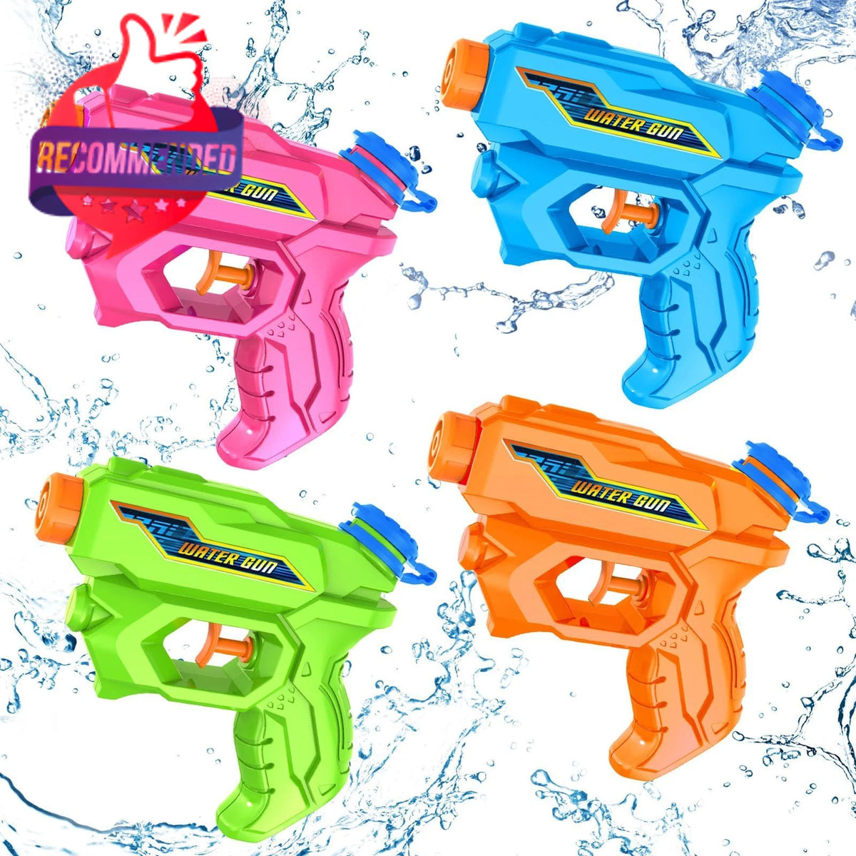 4X Mini Squirt Guns for Kids - Long Range Water Gun Pistol Set