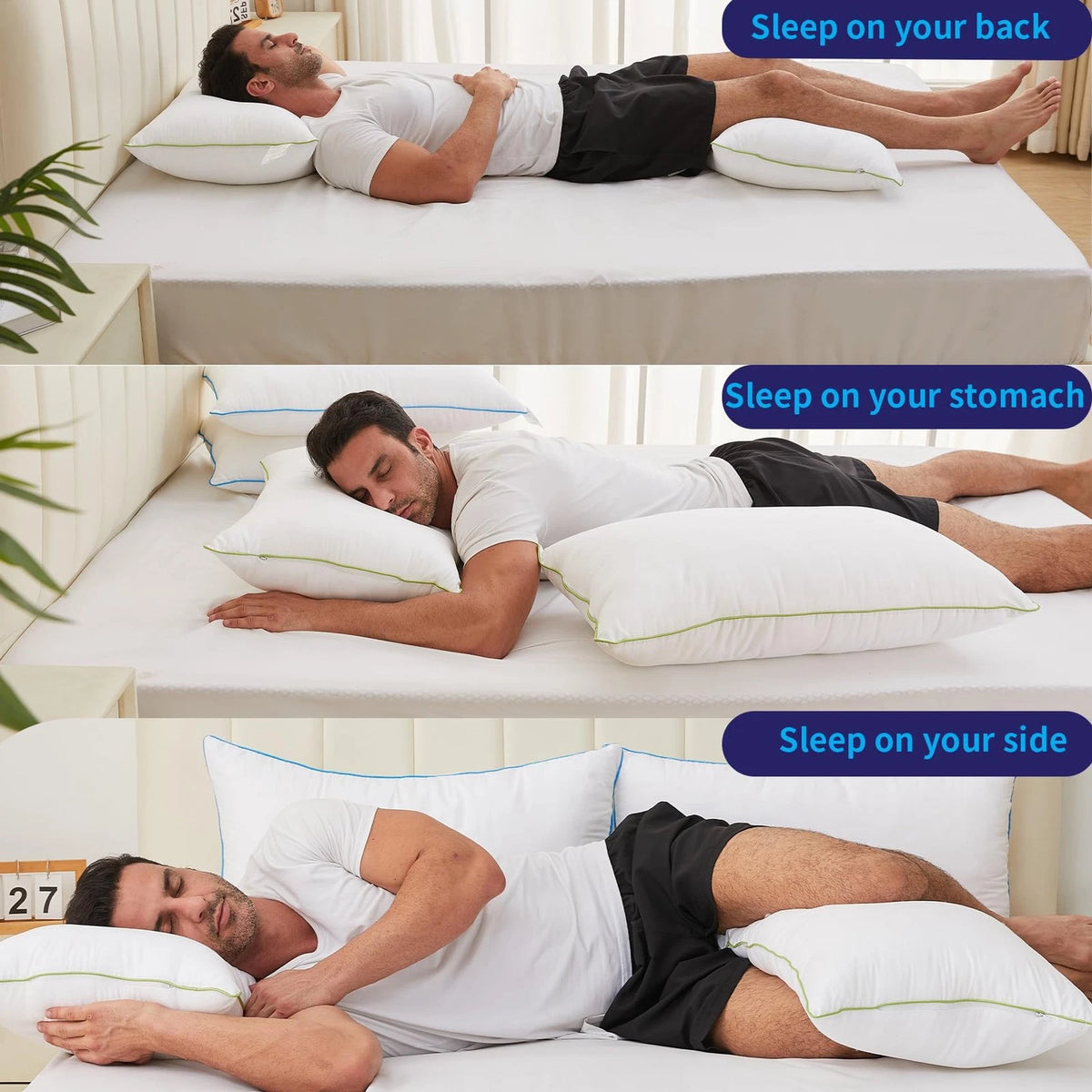 2X King Size Bed Pillows for Sleeping (Pack 2) - White