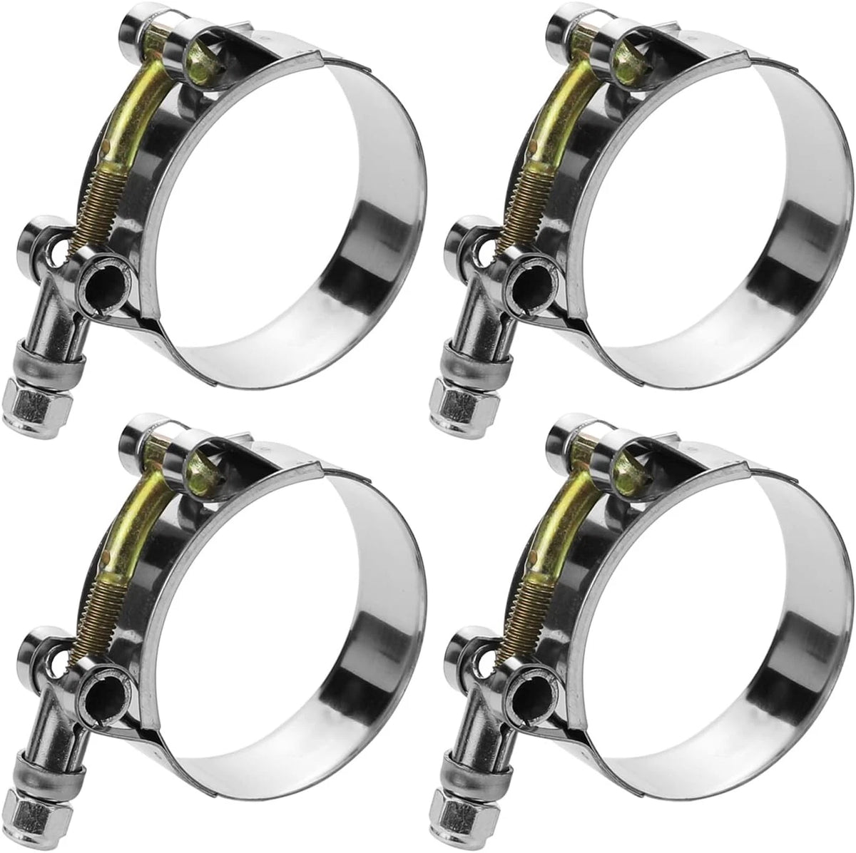 Set of 4 T-Bolt Hose Clamps 0.75" (28mm-34mm) Silver