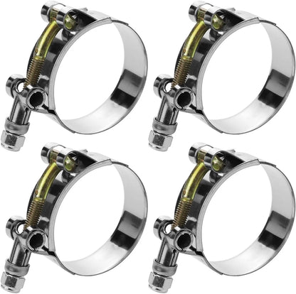 Set of 4 T-Bolt Hose Clamps 0.75" (28mm-34mm) Silver