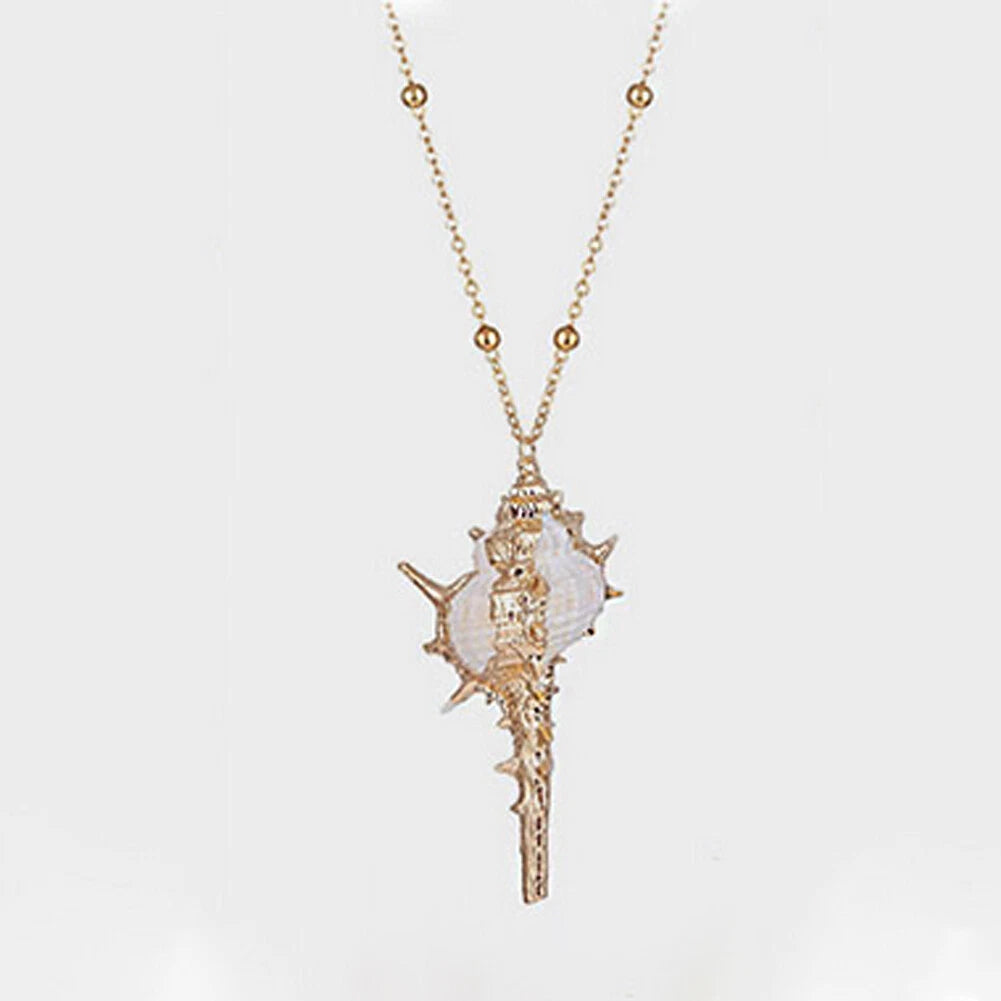 Natural Conch Seashell Necklace for Beach Nautical Jewelry