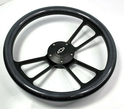 14 Inch Steering Wheel Cover Gloss Carbon Fiber for Universal Fit Vehicles (—)