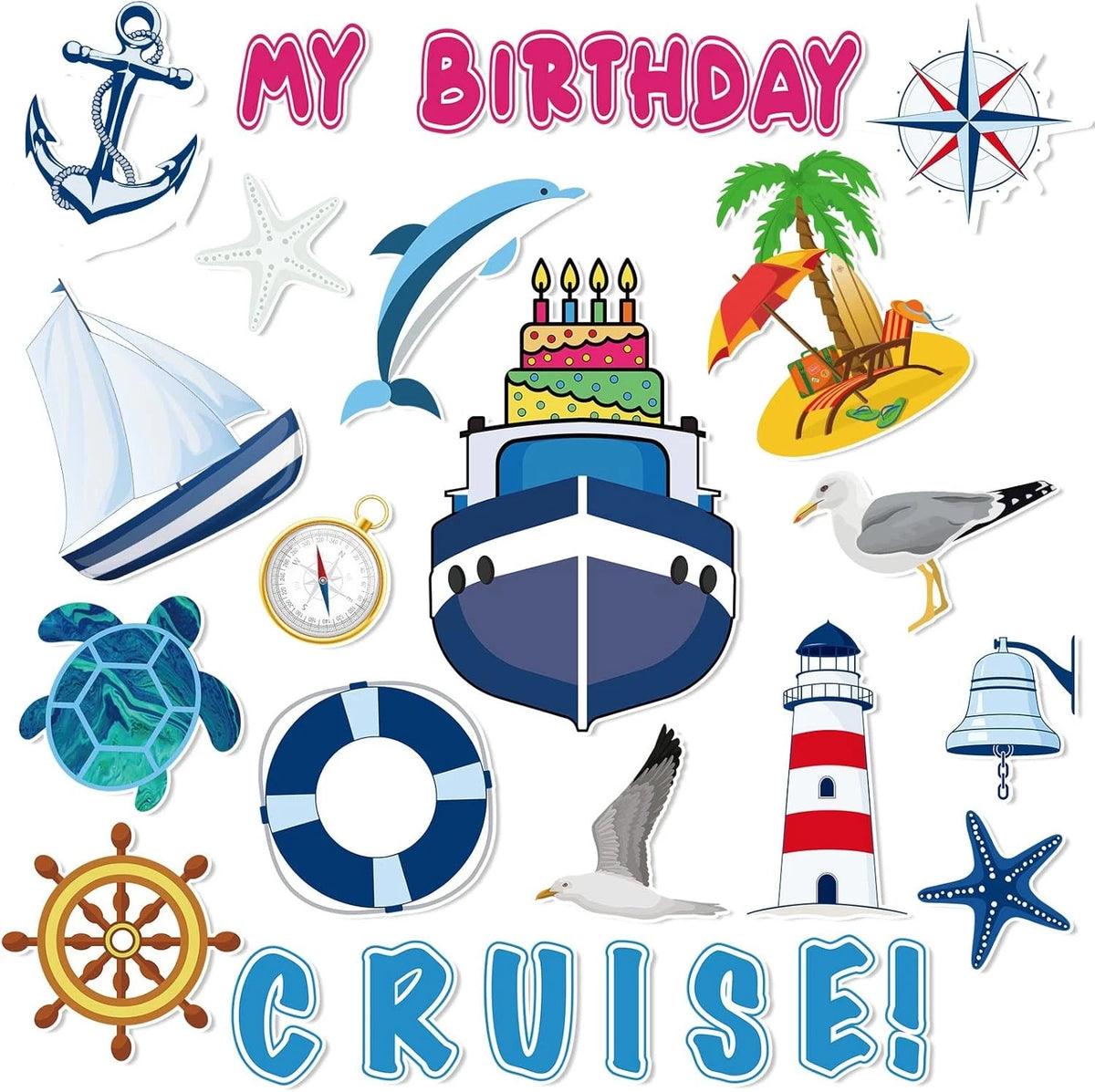 25 Pcs Birthday Cruise Door Magnets Decorations for Ship