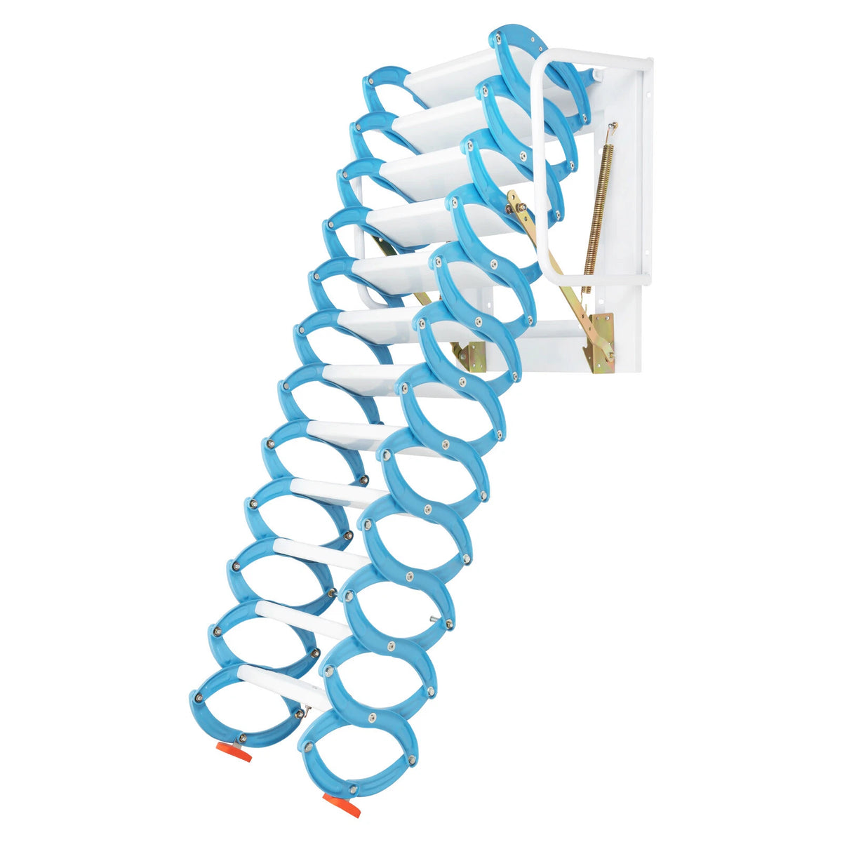 Folding Attic Ladder 12 Steps Wall Mounted Pull Down Stairs