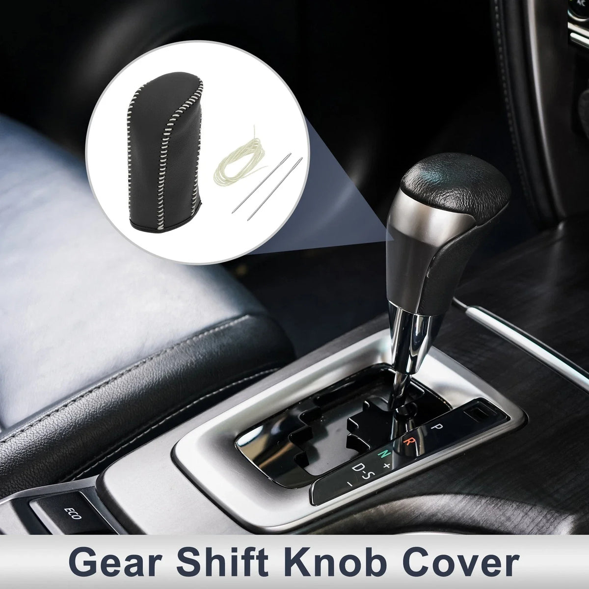 Gear Shift Knob Cover for Nissan Tiida (2004–2012) Black Beige Faux Leather