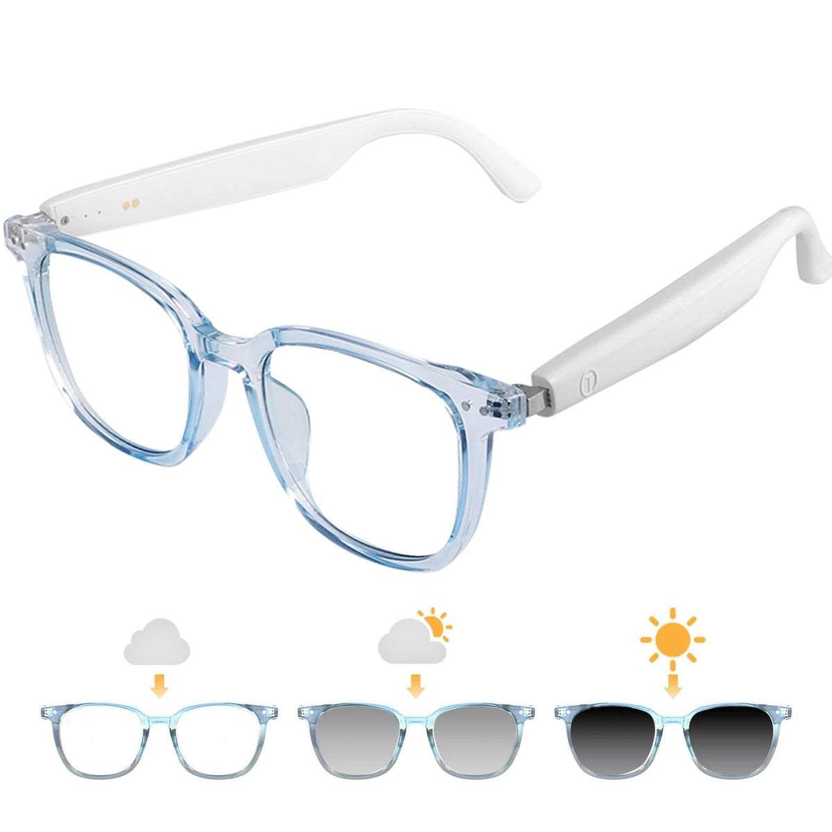 Smart Glasses for Women Men - Bluetooth Audio with Color-Changing Lens