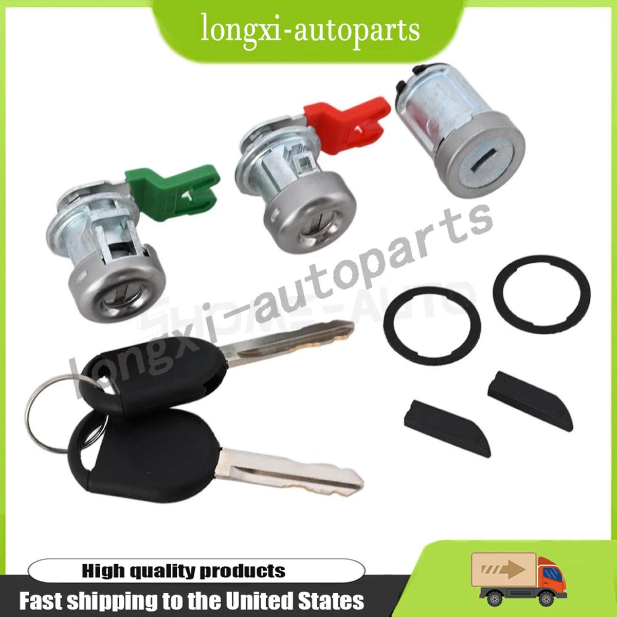 Ignition Lock & Door Lock Cylinder Set w/2 Keys for Ford Expedition (2003–2008) 707592C, 703362C, 7C3Z-1521990-A, 5S4Z11582BB