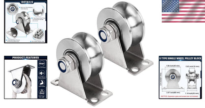 2X Stainless Steel Groove Pulley Wheel System for Gym Equipment