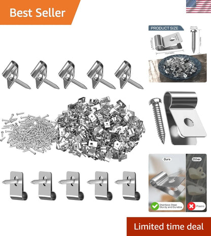 Set of 200 Stainless Steel Fence Mounting Clips & Screws