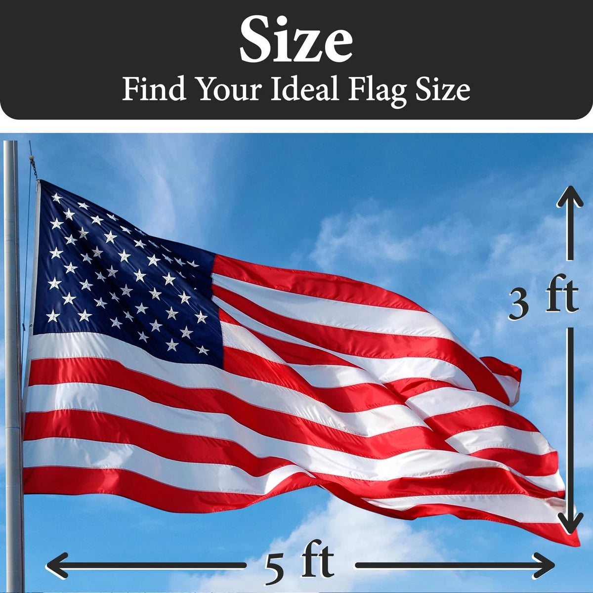3x5 American Flag for Outdoor Use - Red, White, and Blue