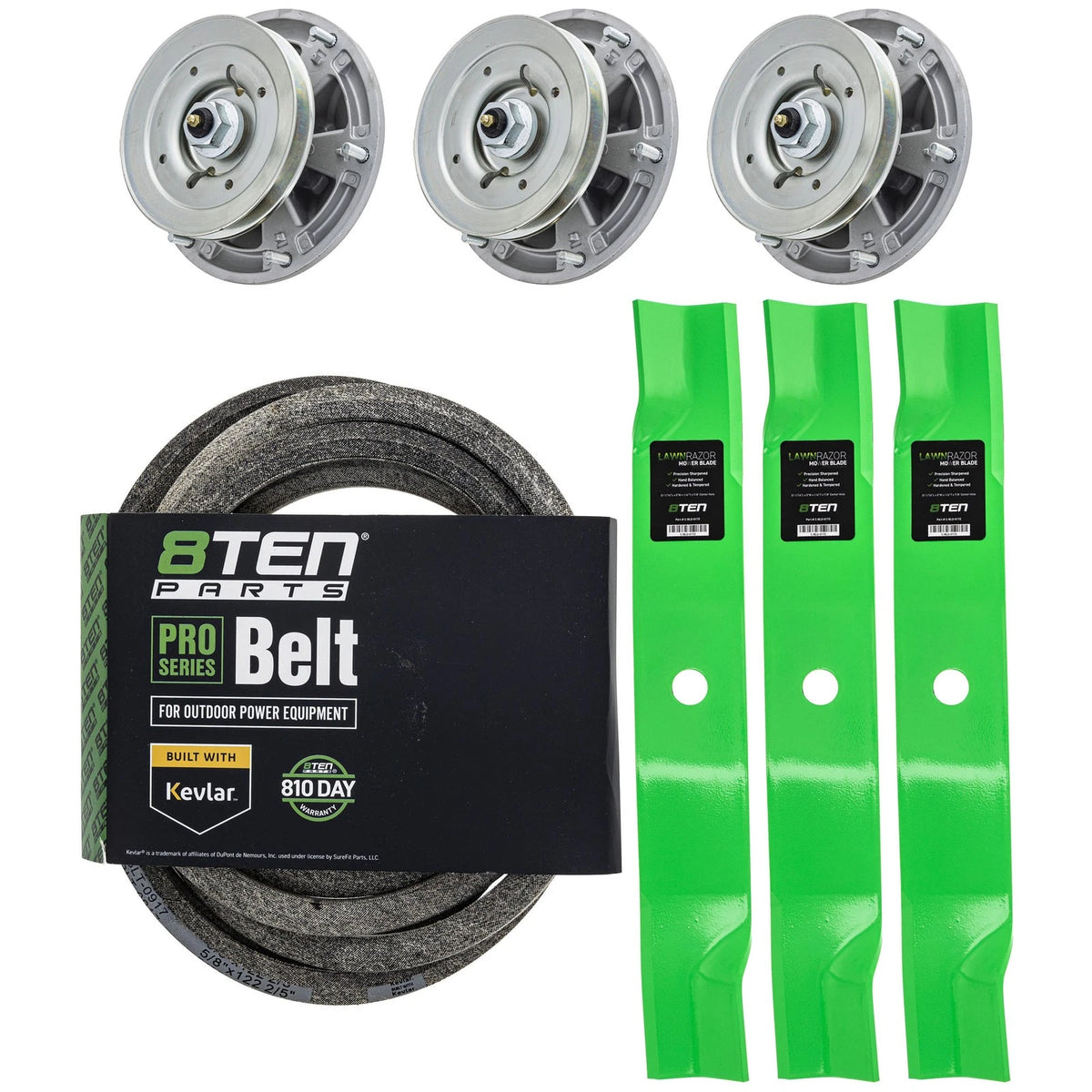 8TEN Blade Spindle Belt Kit for John Deere X754 (M128485, TCU15881)