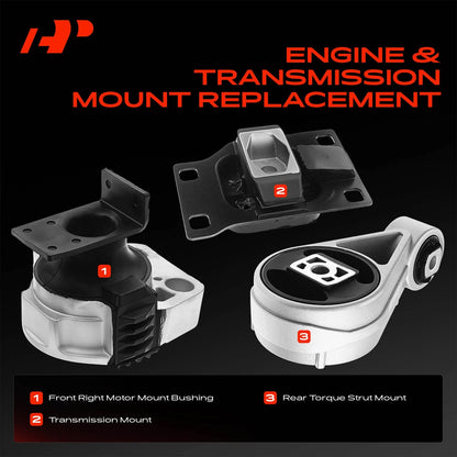 3X Engine Motor & Transmission Mount for Ford Focus (2005–2007) A5312, A2939, A2986