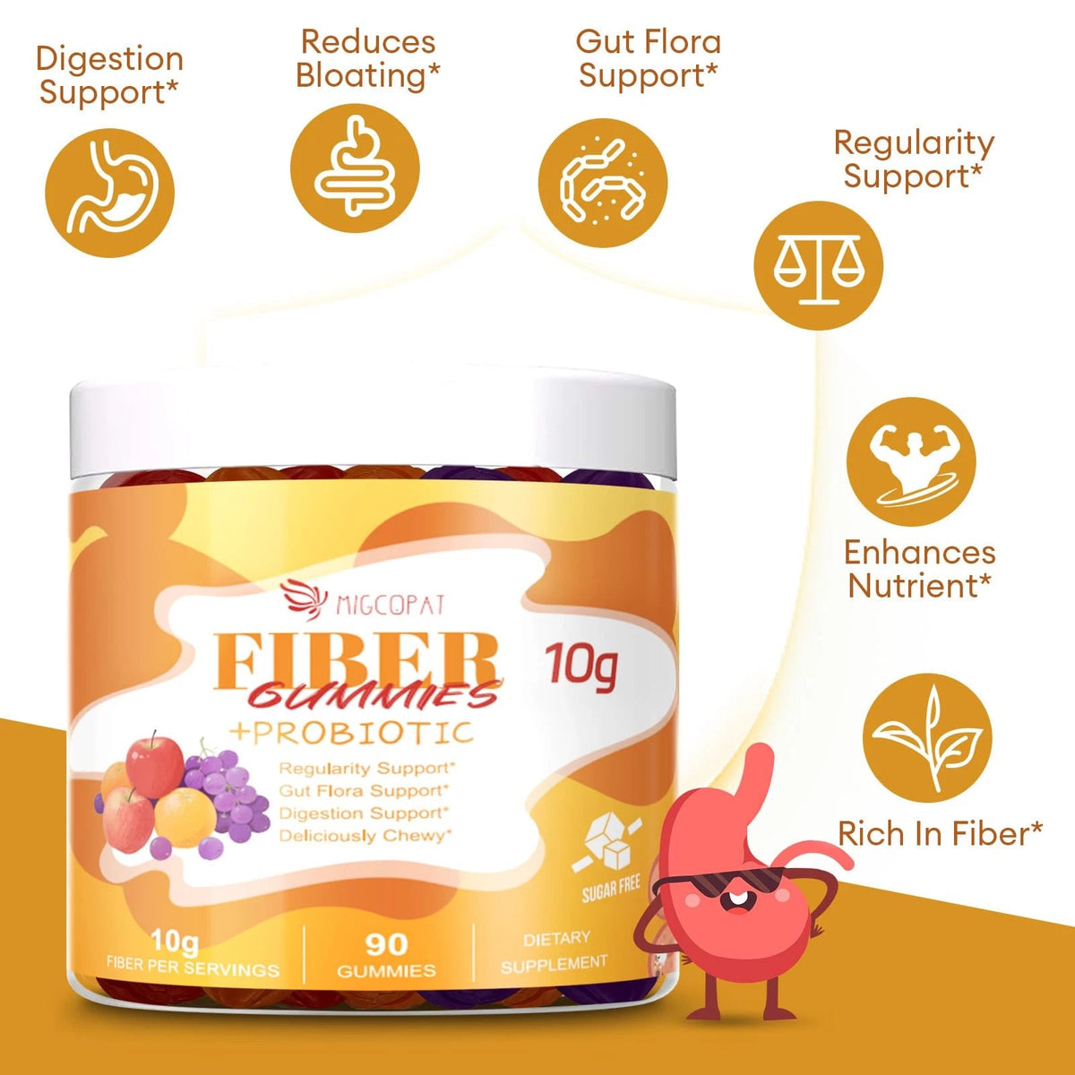 Fiber Gummies with Probiotics for Digestive Health (30 Billion CFU)