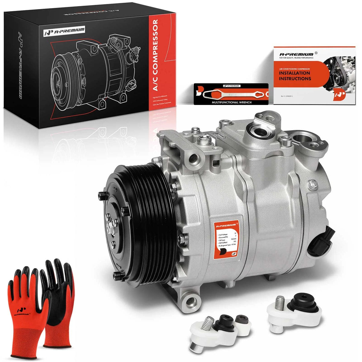 A-Premium A/C Compressor with Clutch for Mercedes-Benz X166 GL350 (2016) 0008303601, 168380