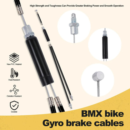 BMX Bike Gyro Brake Cables Front + Rear (Set of 2)