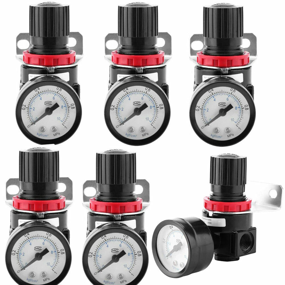 6PC Air Compressor Pressure Regulator with Gauge, 1/4" NPT Ports