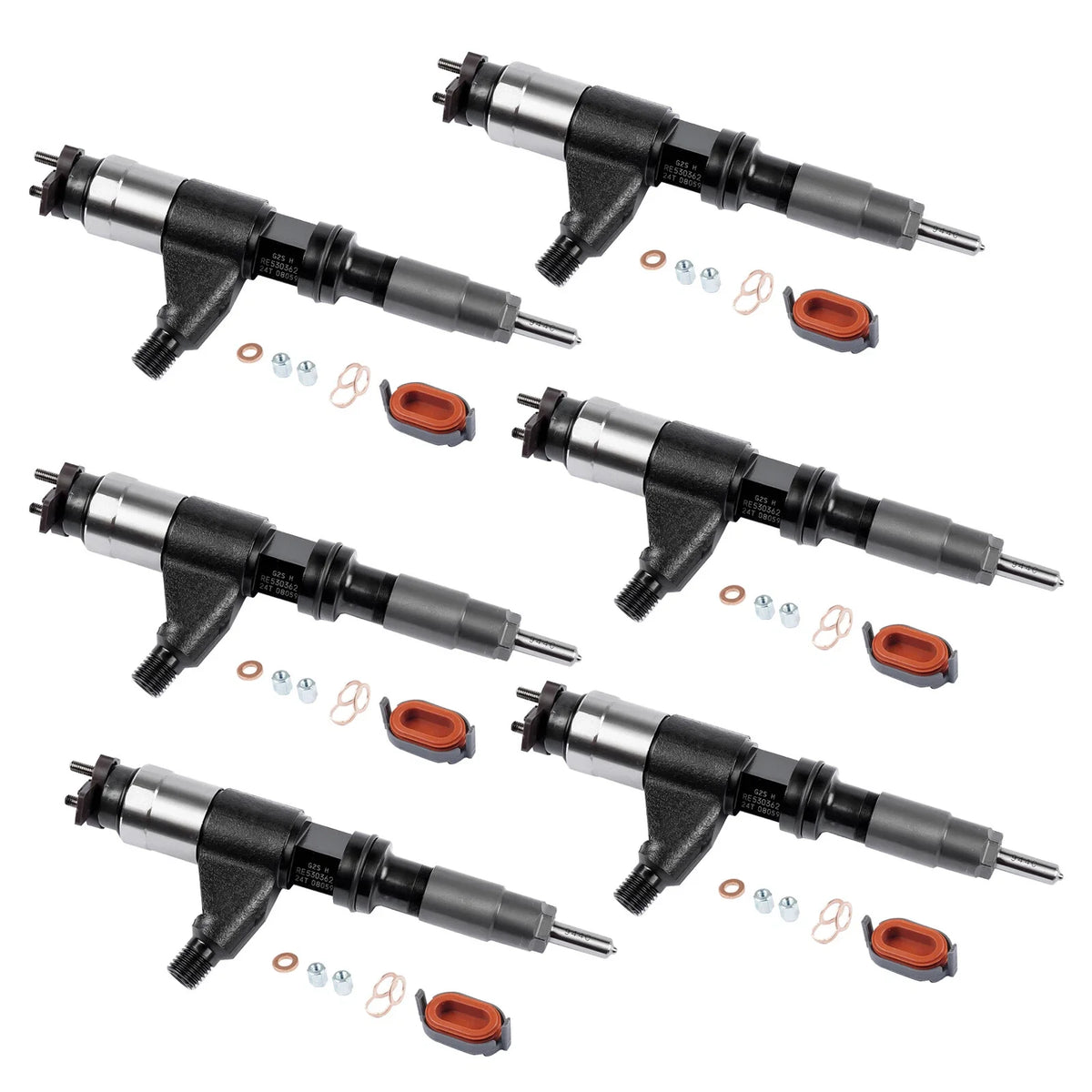 6-Pack Common Rail Injectors for John Deere 4045T 6068T (RE531209 DZ100212)