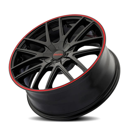 Set of 4 TOUREN TR60 Wheels 17x7.5 Gloss Black with Red Ring (3260-7709BR)
