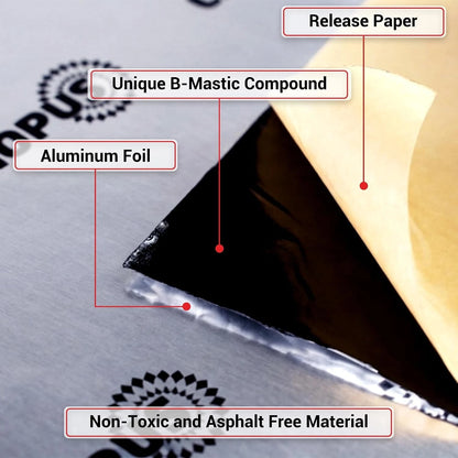 10 sqft Butyl Sound Deadener Mat for Car Soundproofing