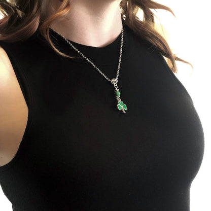 Soul Statement Green Shamrock Necklace for St Patricks Day (One Size)