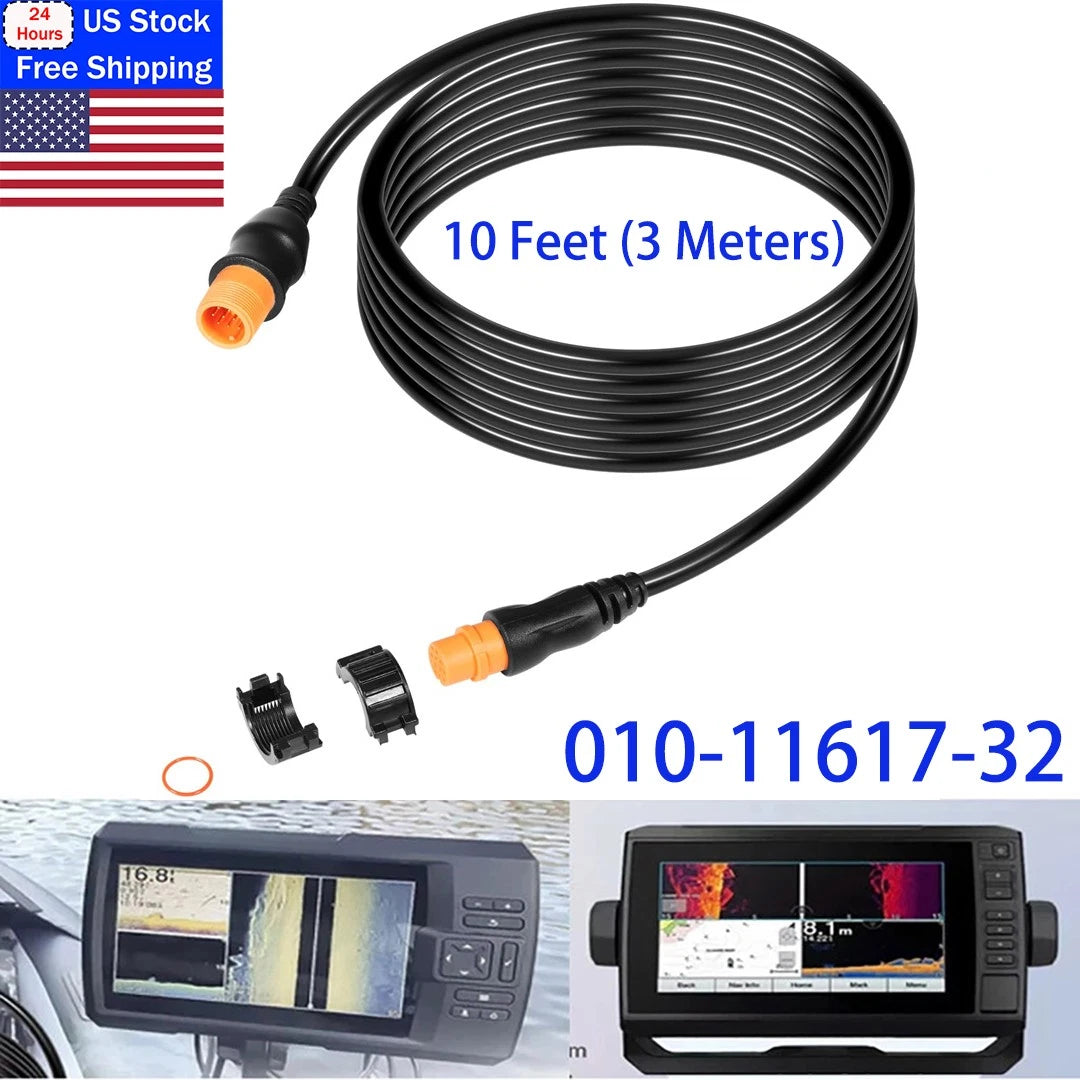 10ft Transducer Extension Cable for Garmin GPSMAP, Striker, ECHOMAP