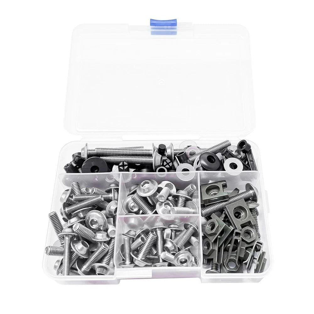 190pcs Silver Aluminum Fairing Bolts Kit for Yamaha YZF R1 (1998–2021), YZF R6 (1999–2020)