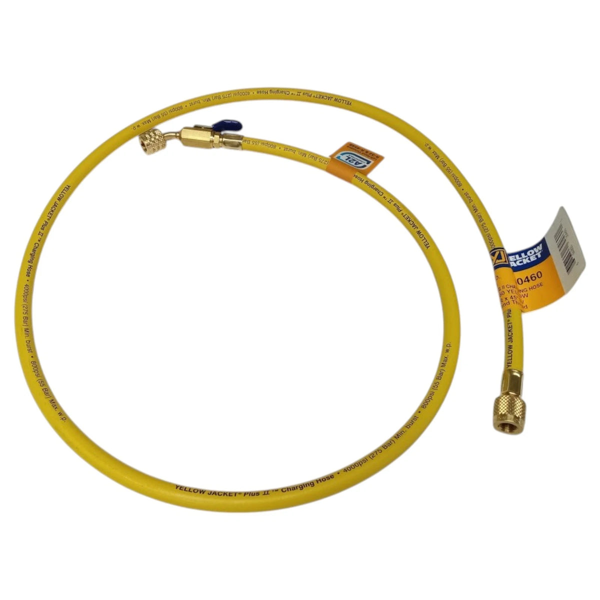 60" Charging Hose 1/4" LH to 1/4" RH 45 w/ Ball Valve for Yellow Jacket