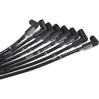Set of 4 Moroso 28580 Custom Wires for Chevy Small Block (90 Degree, Black)