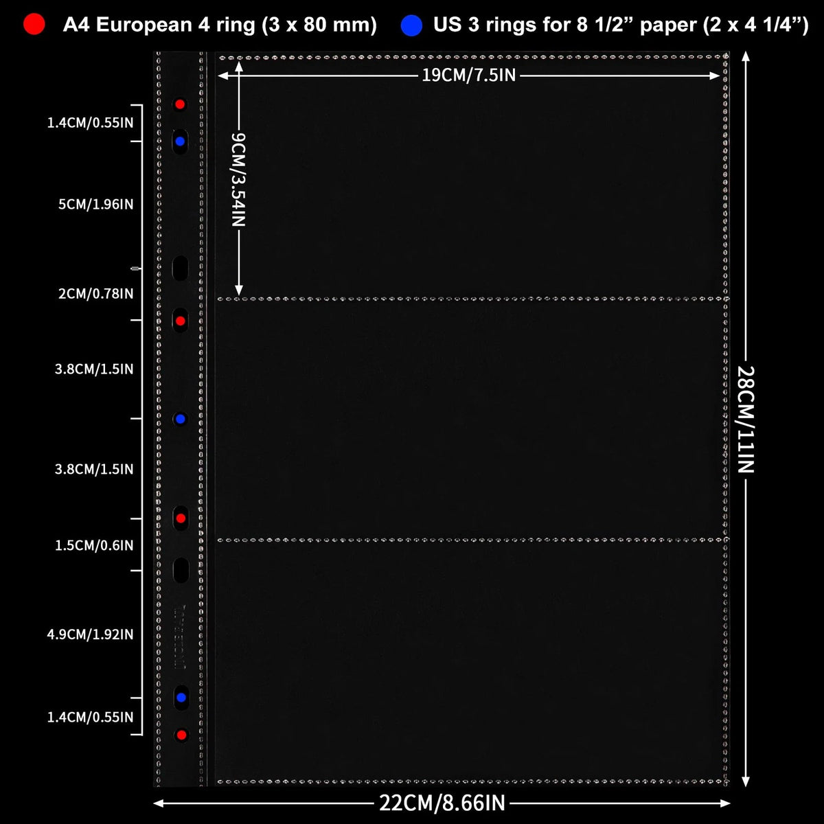 20 Sheets Currency Pages for Paper (3 Pockets/Sheet)