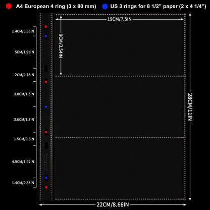 20 Sheets Currency Pages for Paper (3 Pockets/Sheet)