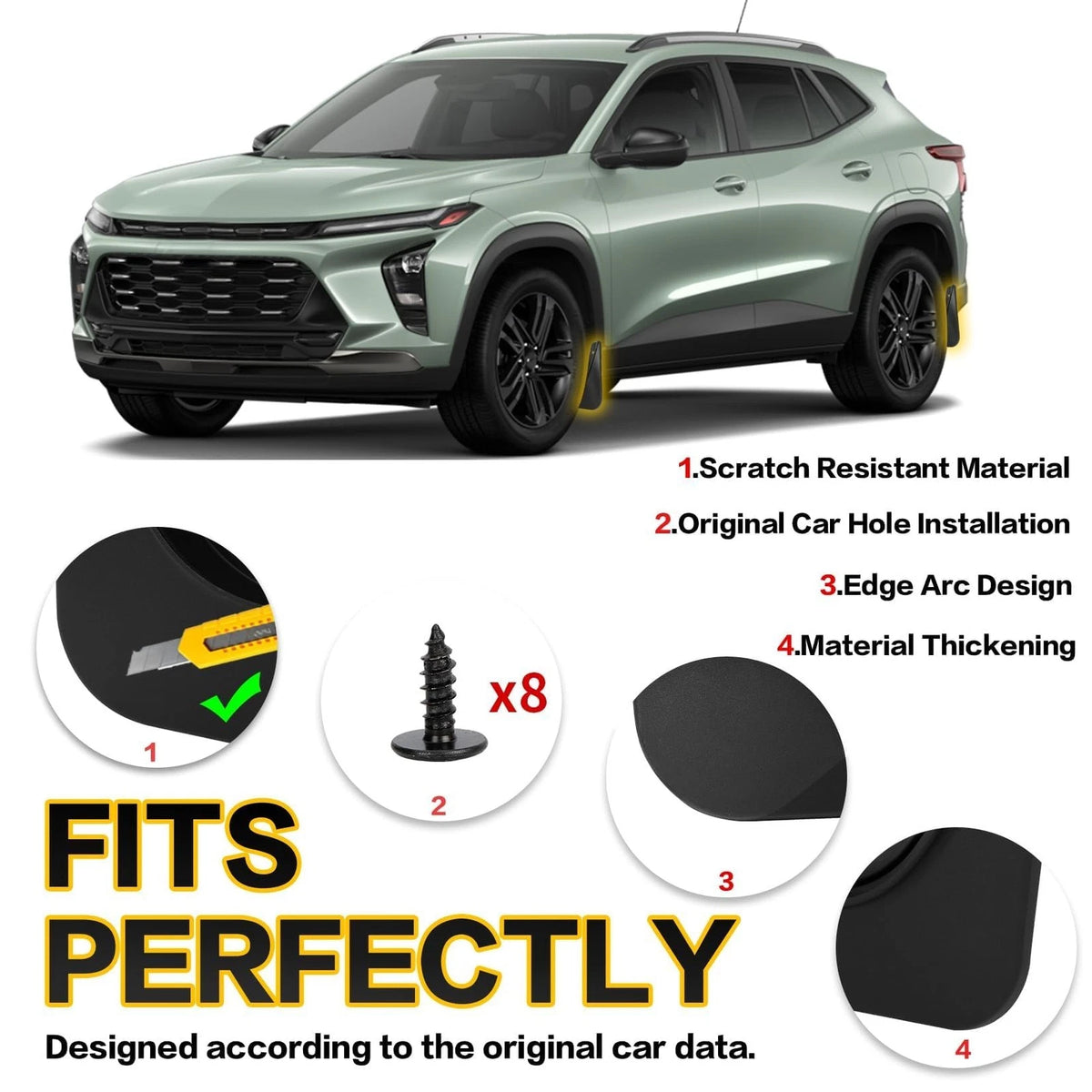 Set of 4 Mud Flaps for Chevrolet Trax (2024–2026)