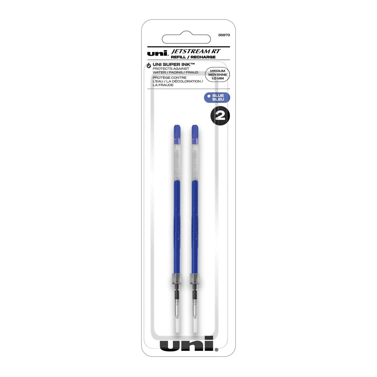1.0mm Blue Ballpoint Pen Refills for Uniball Jetstream (No Part Numbers)