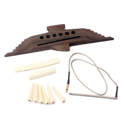Set of 6 String Acoustic Guitar Rosewood Bridge & Pins with Piezo Pickup