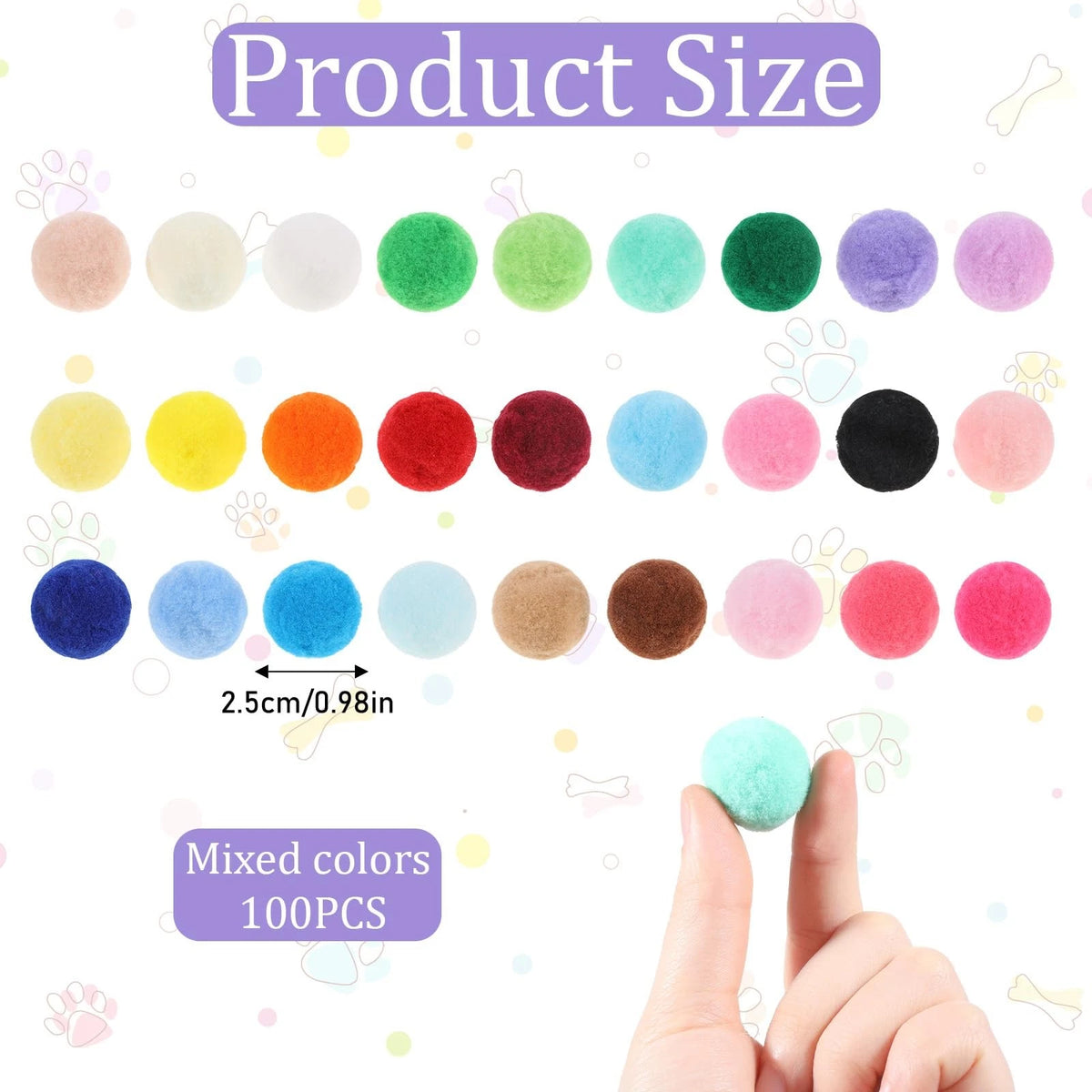 100 Pcs Colorful Pom Cat Toy Balls for Cats (No Specific Years)