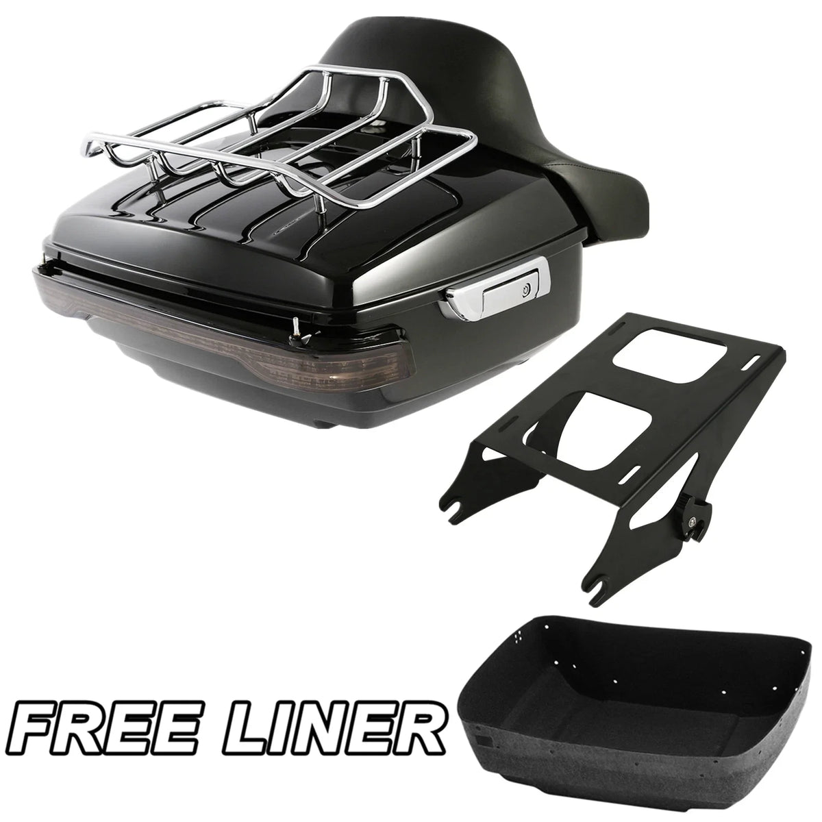 King Trunk Rack & LED Tail Light Pad for Harley Street Glide (2014–2025)