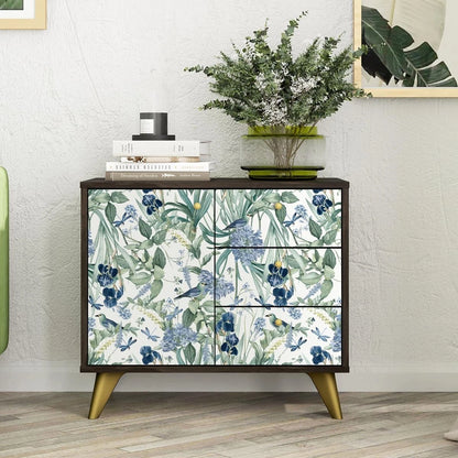 Floral Wallpaper Peel and Stick Blue Flower Contact Paper (16.9" x 118.1")