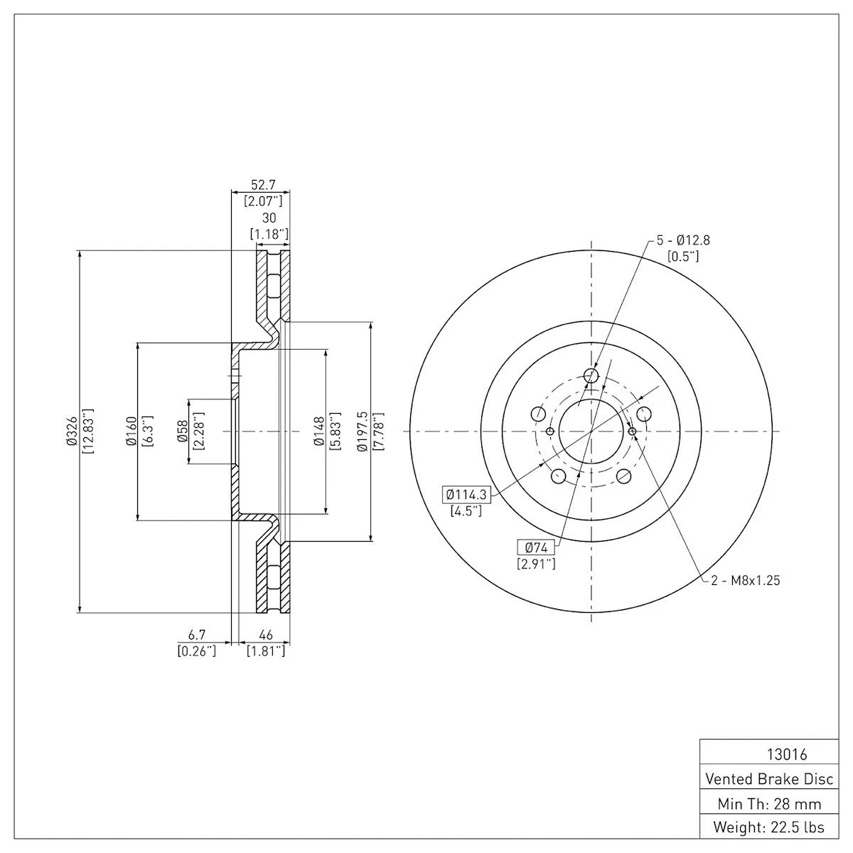 Brake Disc for Subaru Legacy (2008–2020) ERE-13016, 26300FE070