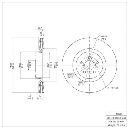 Brake Disc for Subaru Legacy (2008–2020) ERE-13016, 26300FE070