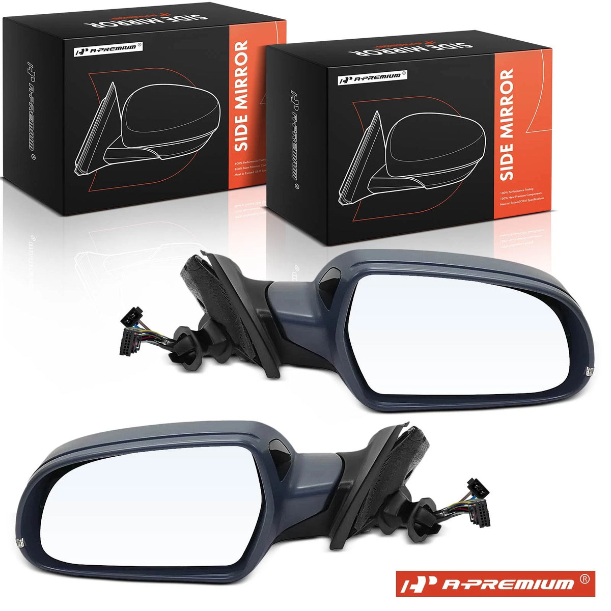 A-Premium Pair Power Mirrors for Audi A4 Quattro (2010–2011) 8K1857410AJ01C, 8K0949102D