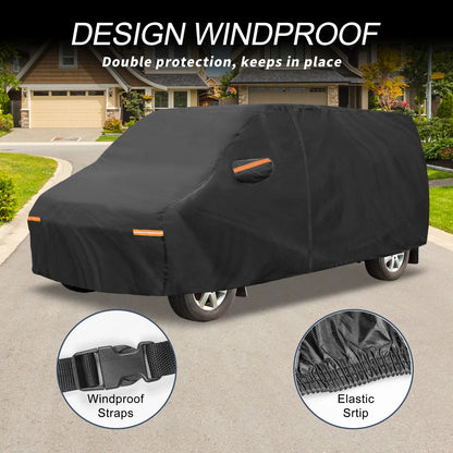 Waterproof Car Cover with Left Side Door Zipper 210D-PU for Ford E-Series 