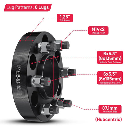Set of 4 Hubcentric Wheel Spacers for Lincoln Mark LT Ford F-150 (2004–2008)