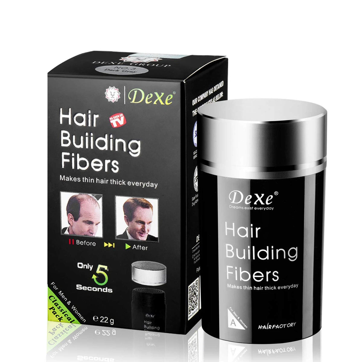 Hair Building Fibers Color Powder for Universal Use (0.77 Ounce, Black)