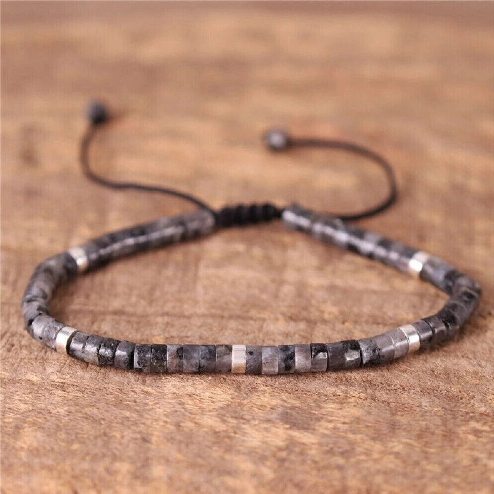 2PC Natural Labradorite Stone Beaded Bracelet for Men (Handmade)