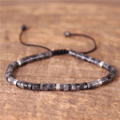 2PC Natural Labradorite Stone Beaded Bracelet for Men (Handmade)