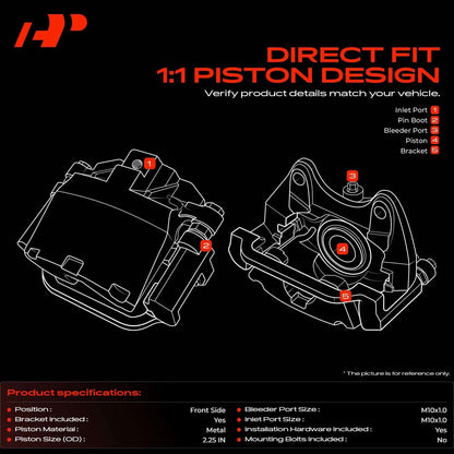 2X Front Brake Caliper w/Bracket for Kia Forte Hyundai Veloster (581802VA00, 581902VA10, 58190A5A00, 58190A5A30, 58190A7A00)